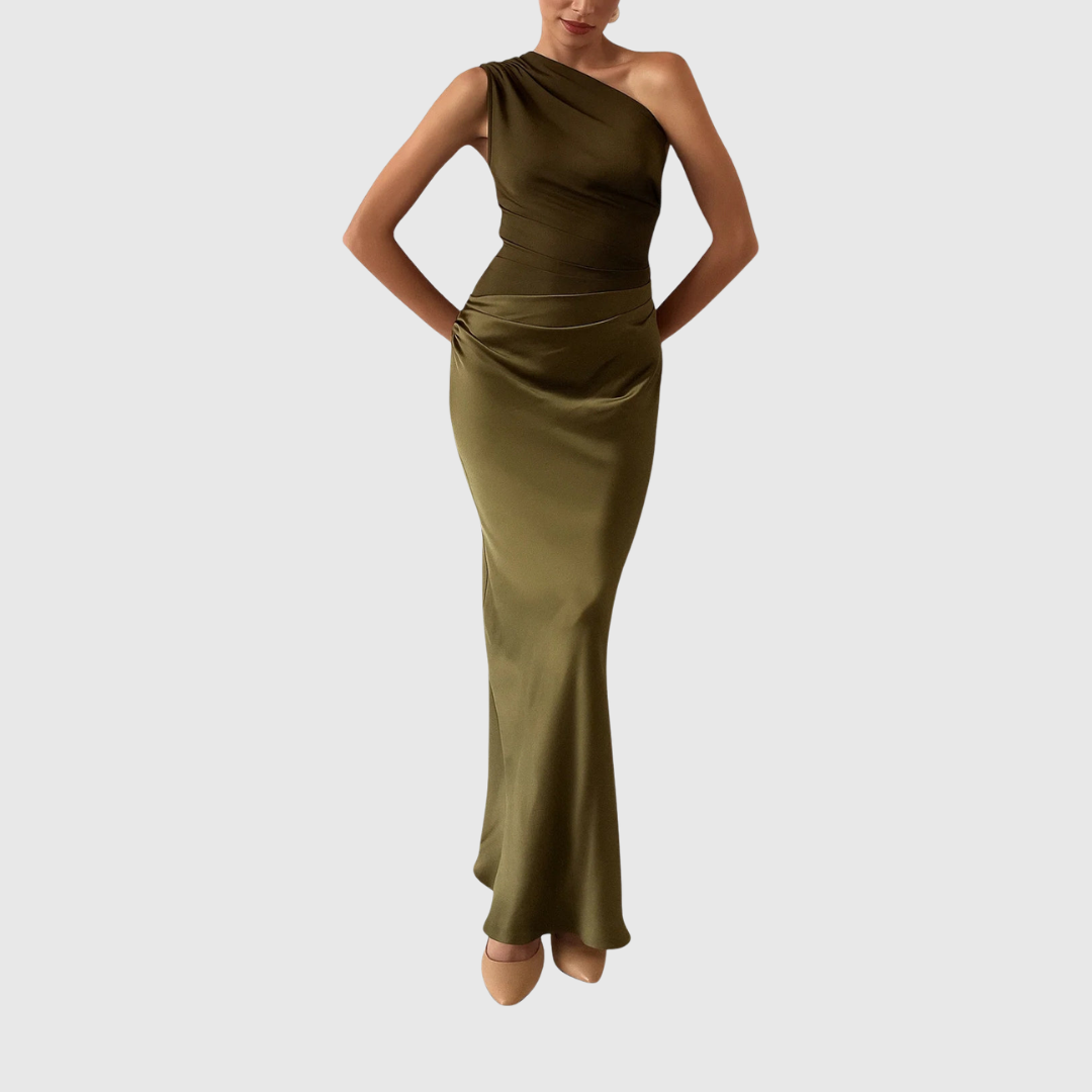 Elara™ | Robe de Soirée Satinée Asymétrique