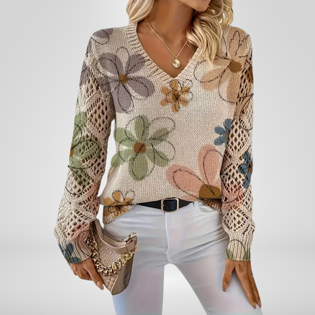 Luana | Pull Tricot Fleuri