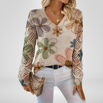 Luana | Pull Tricot Fleuri