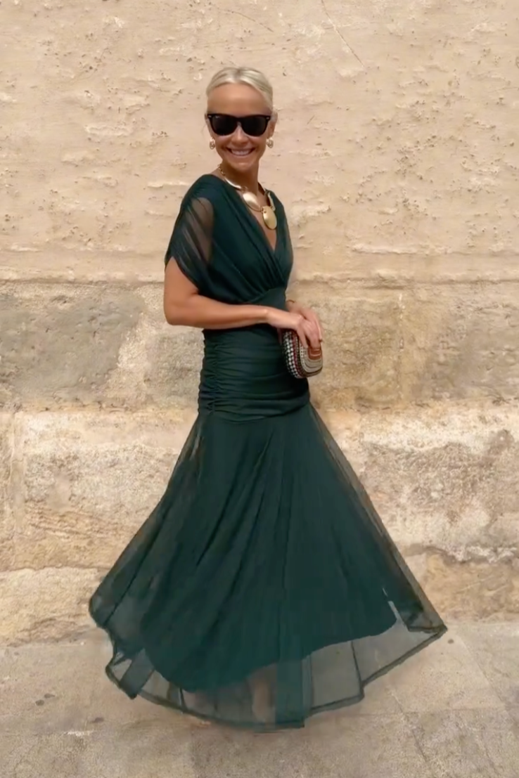 Olyva | Robe Maxi Florale Élégante Col en V