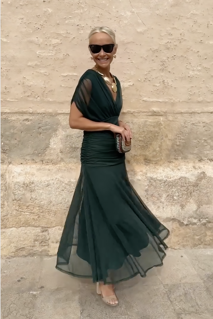 Olyva | Robe Maxi Florale Élégante Col en V
