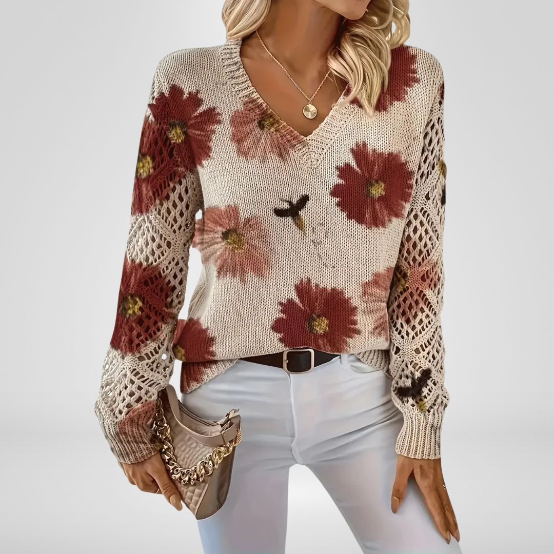 Luana | Pull Tricot Fleuri