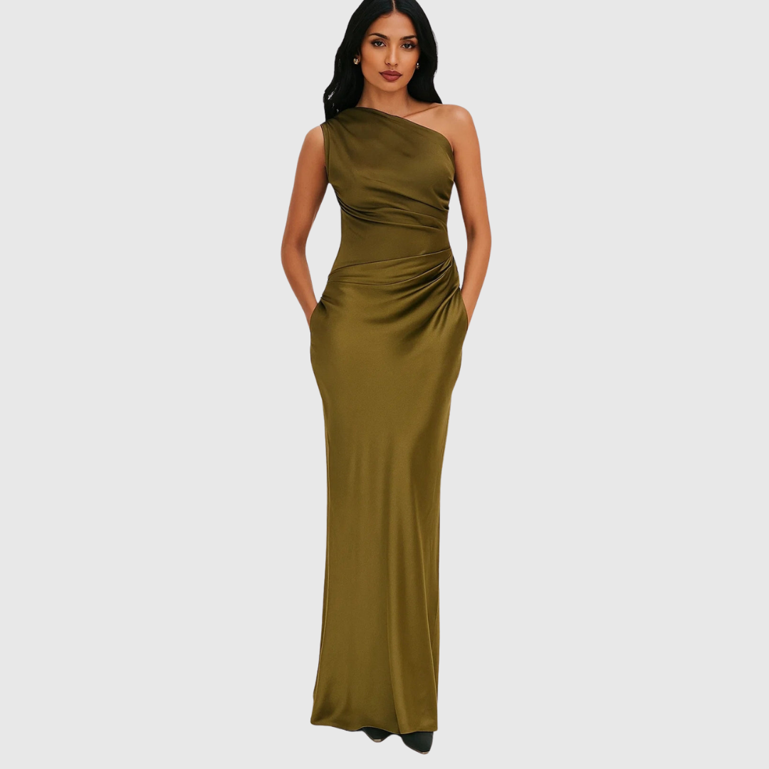 Elara™ | Robe de Soirée Satinée Asymétrique