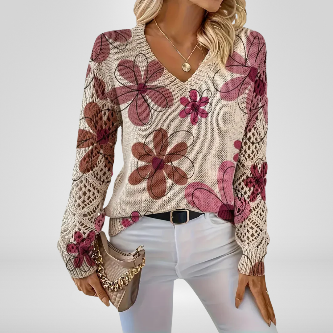 Luana | Pull Tricot Fleuri