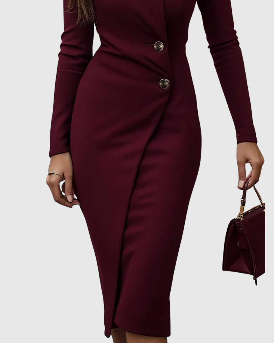 Luned™ | Robe Portefeuille Midi Boutonnée