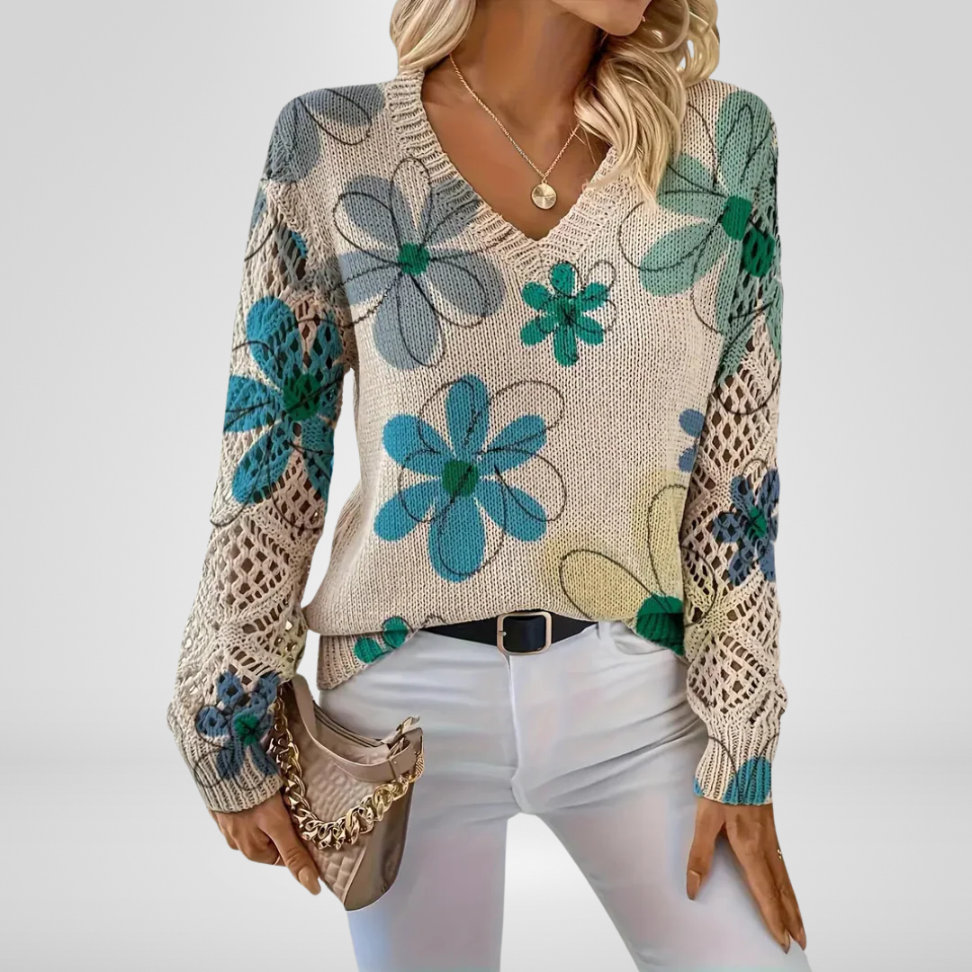Luana | Pull Tricot Fleuri