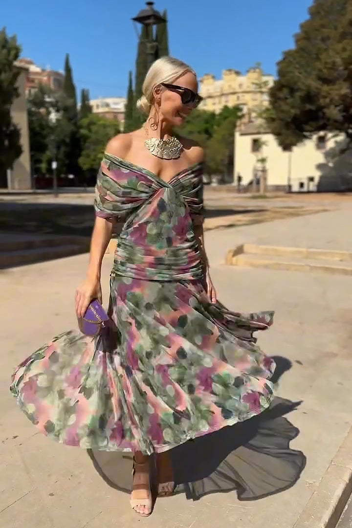 Olyva | Robe Maxi Florale Élégante Col en V
