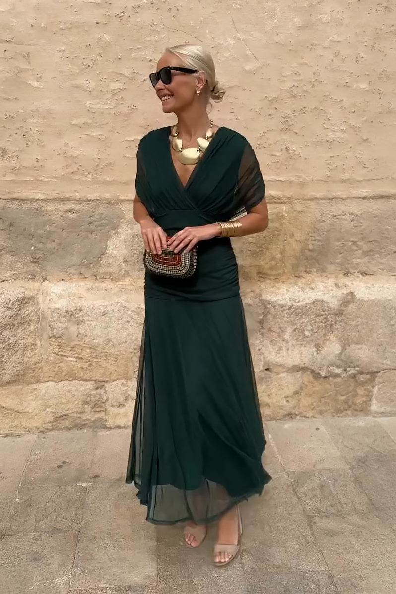 Olyva | Robe Maxi Florale Élégante Col en V