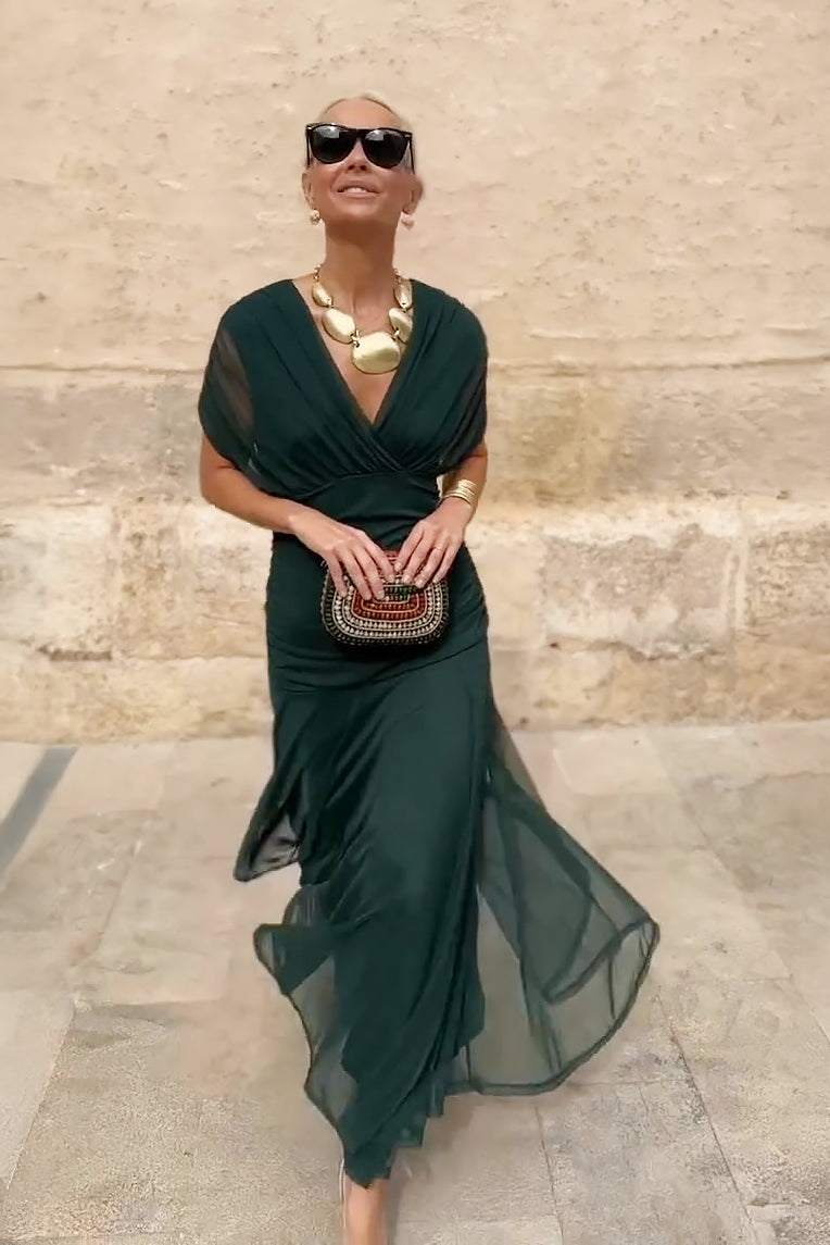 Olyva | Robe Maxi Florale Élégante Col en V
