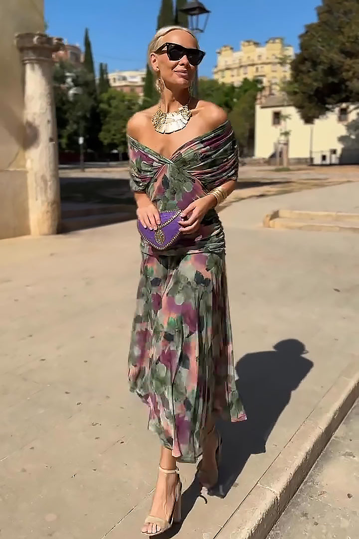 Olyva | Robe Maxi Florale Élégante Col en V