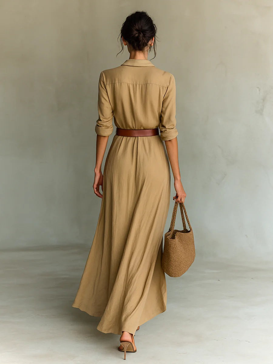 Léonie™ | Robe Longue Ceinturée Élégante