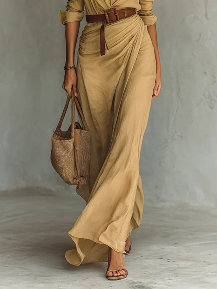 Léonie™ | Robe Longue Ceinturée Élégante