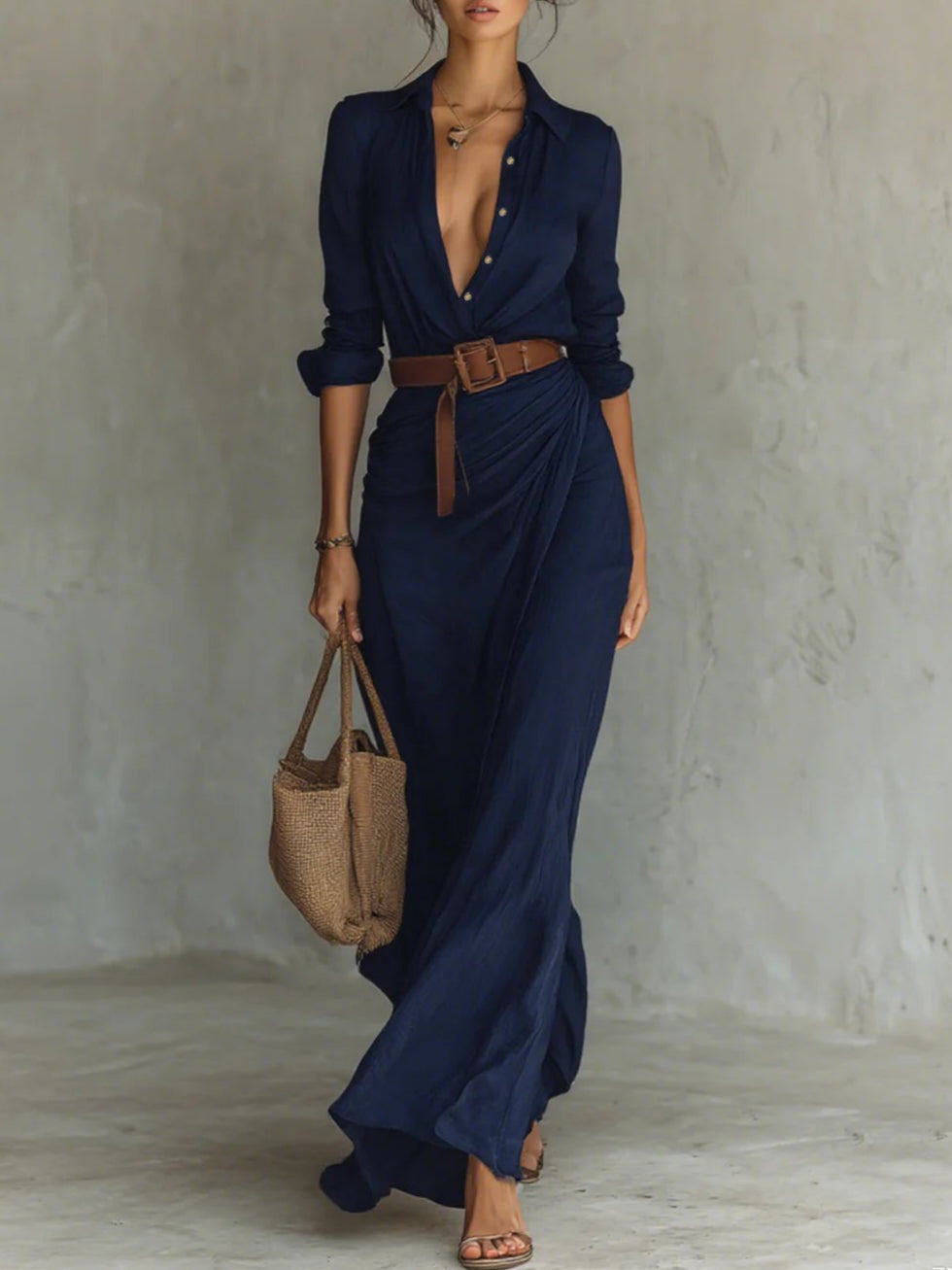 Léonie™ | Robe Longue Ceinturée Élégante