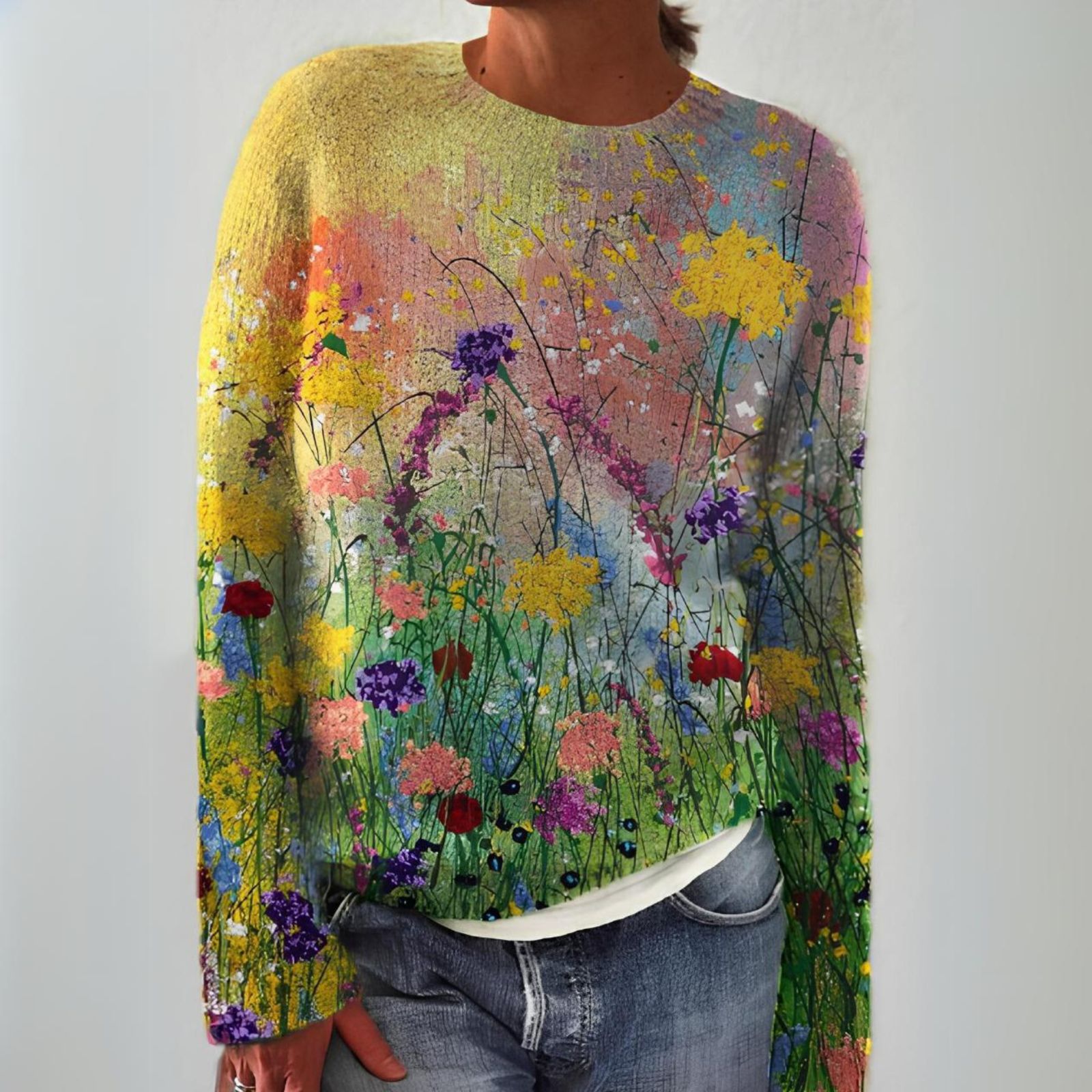 Marta | Pull artistique floral confortable