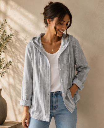 KYARA | Chemise Légère à Capuche