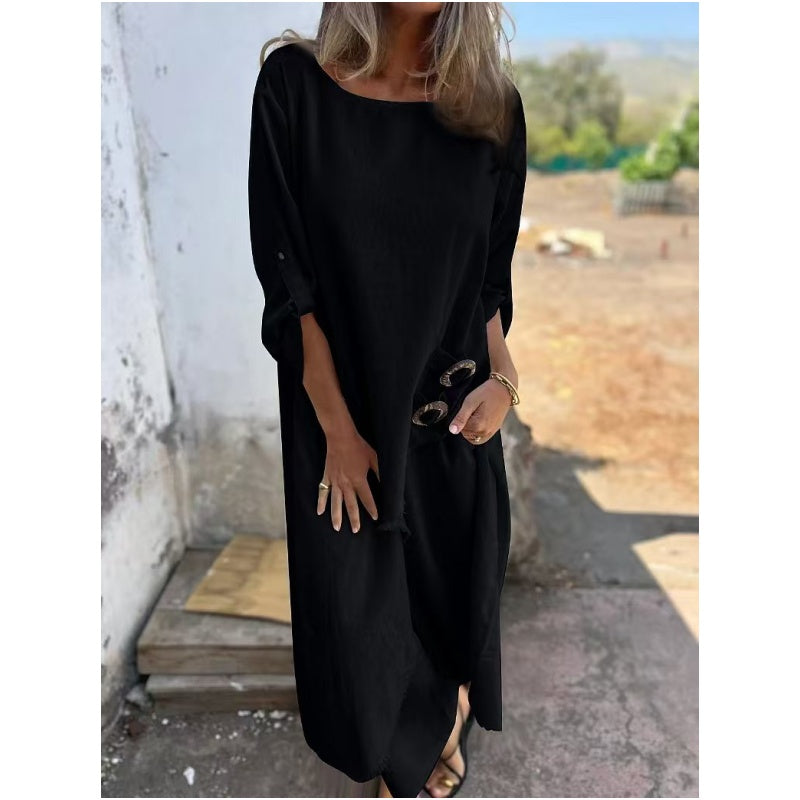 Ensemble Deux Pièces Robe + Pantalon Coton-Lin