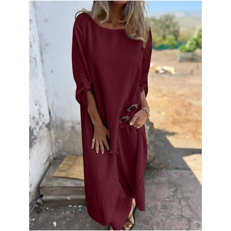 Ensemble Deux Pièces Robe + Pantalon Coton-Lin
