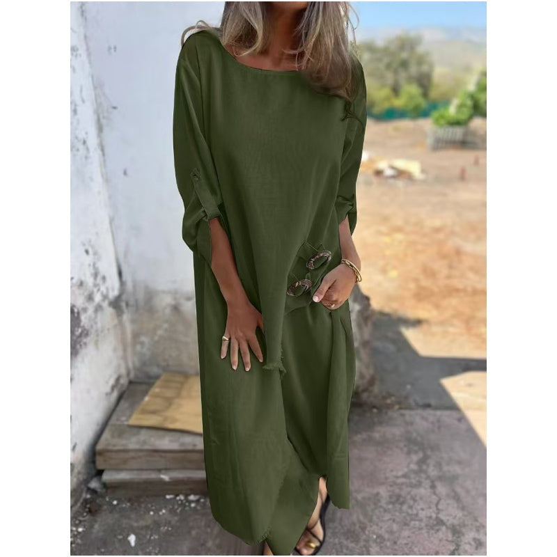 Ensemble Deux Pièces Robe + Pantalon Coton-Lin
